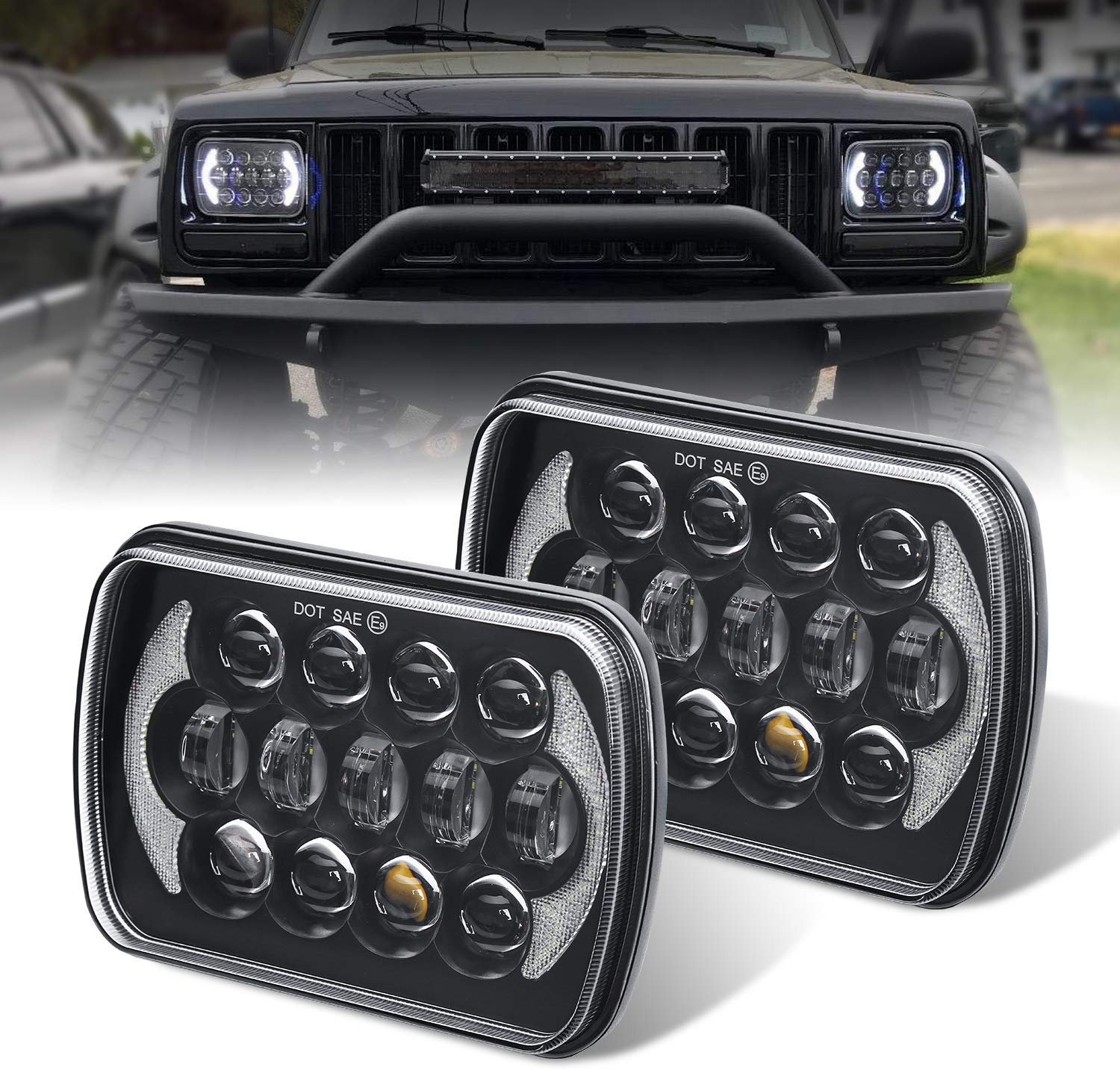 Lampy przednie LED Jeep Cherokee XJ Wrangler YJ - obrazek 2