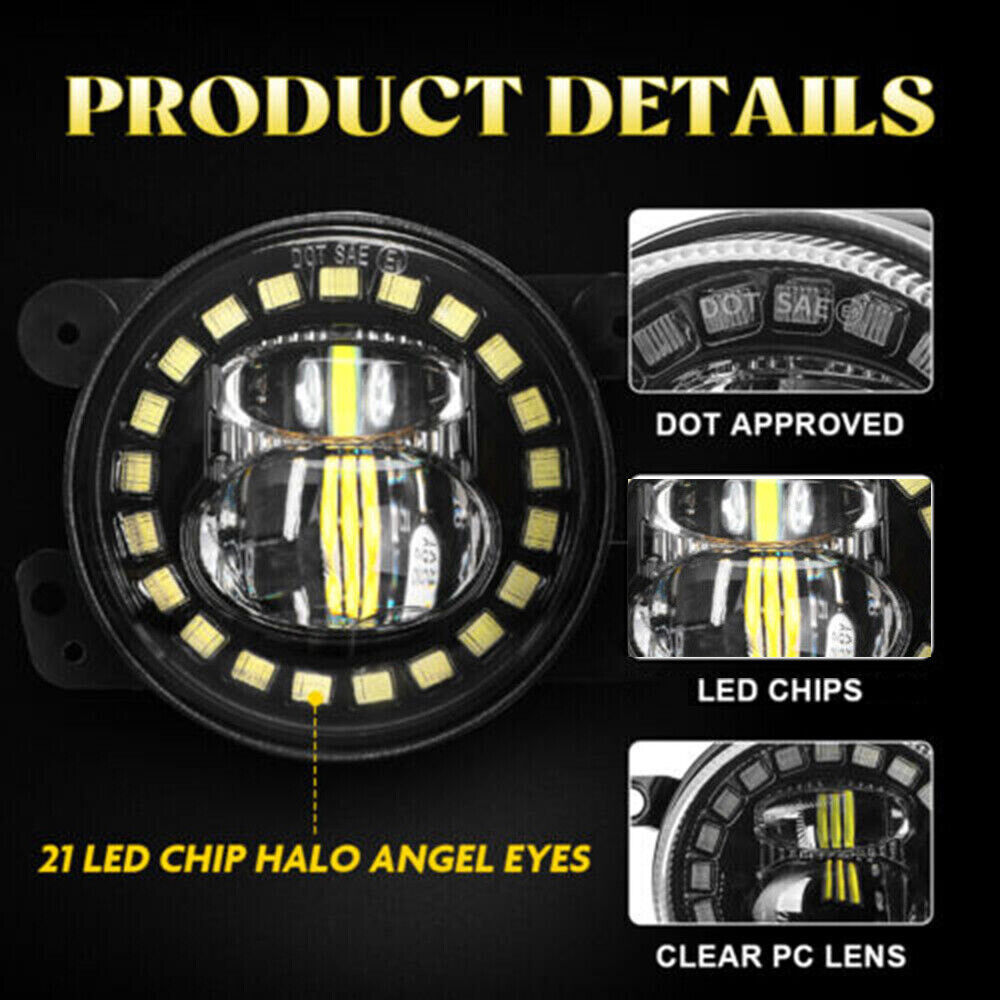 Lampy LED przeciwmgielne 4" cale z DRL do zderzaka Wrangler JL JK 2007+ - Image 3