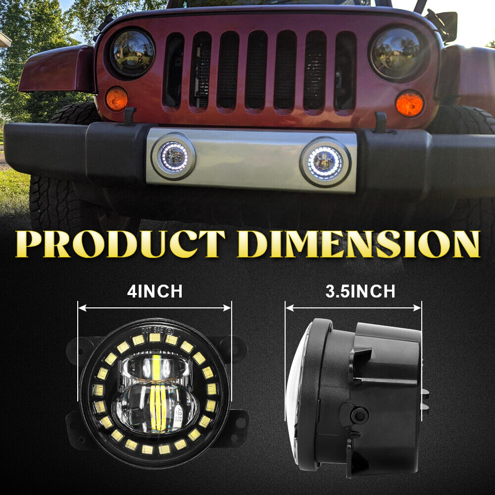 Lampy LED przeciwmgielne 4" cale z DRL do zderzaka Wrangler JL JK 2007+ - Image 5
