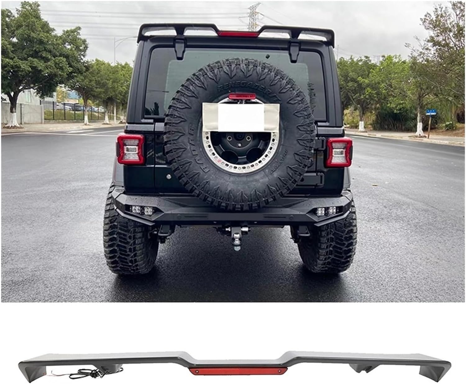 JEEP WRANGLER JL 2018+ TYLNY TUNINGOWY SPOILER ZE ŚWIATŁEM STOPU LED