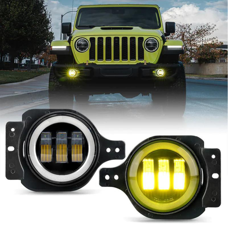 Lampy przednie przeciwmgielne w zderzak 4" Wrangler JK JL 2018+ Gladiator 2020+
