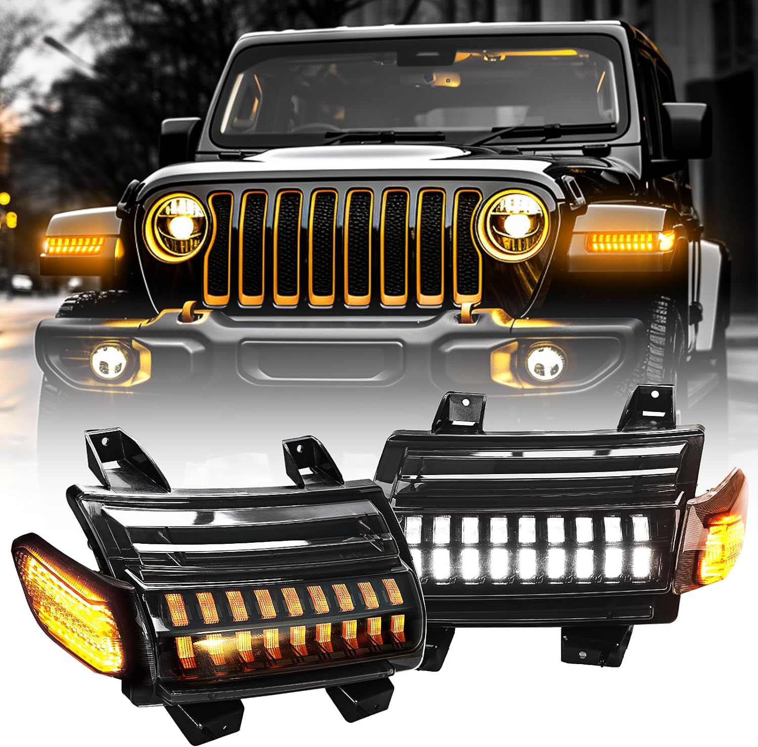 JEEP WRANGLER JL 2018+ LAMPY LED DO PRZEDNICH POSZERZEŃ BŁOTNIKÓW