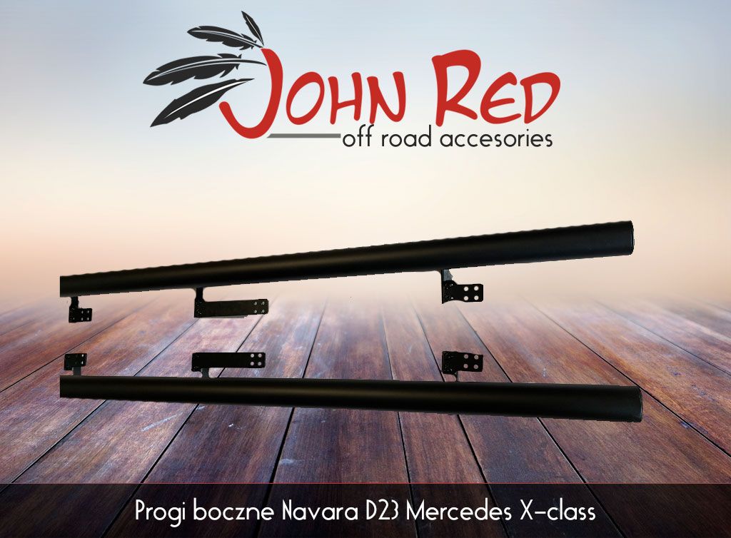 Progi, stopnie John Red - Nissan Navara D23 2015+ Crew Cab