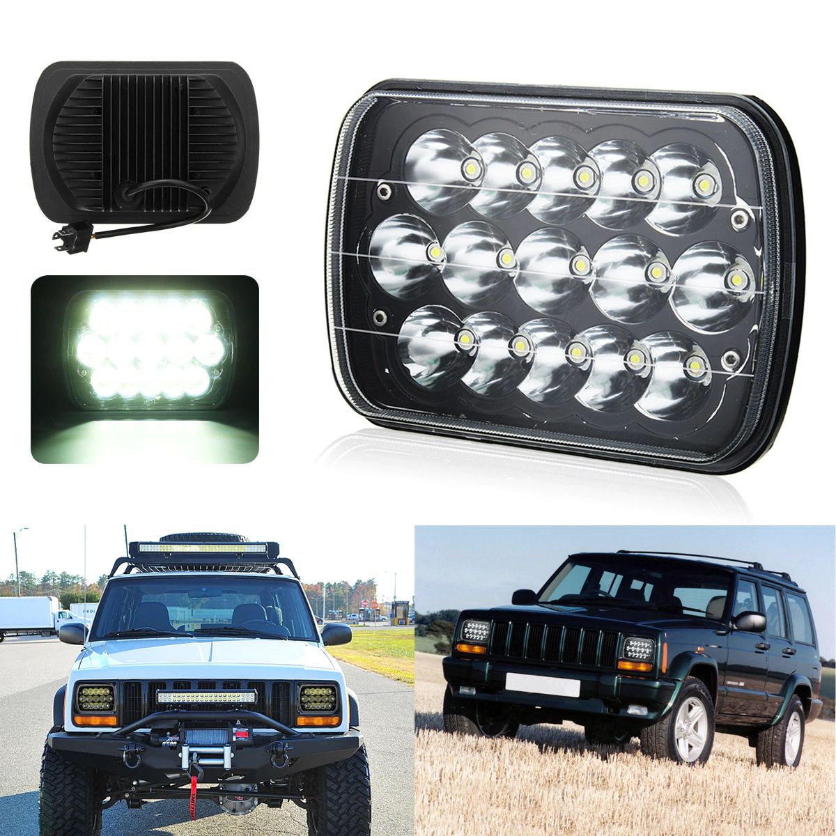 Lampy przednie LED Jeep Cherokee XJ Wrangler YJ - obrazek 2