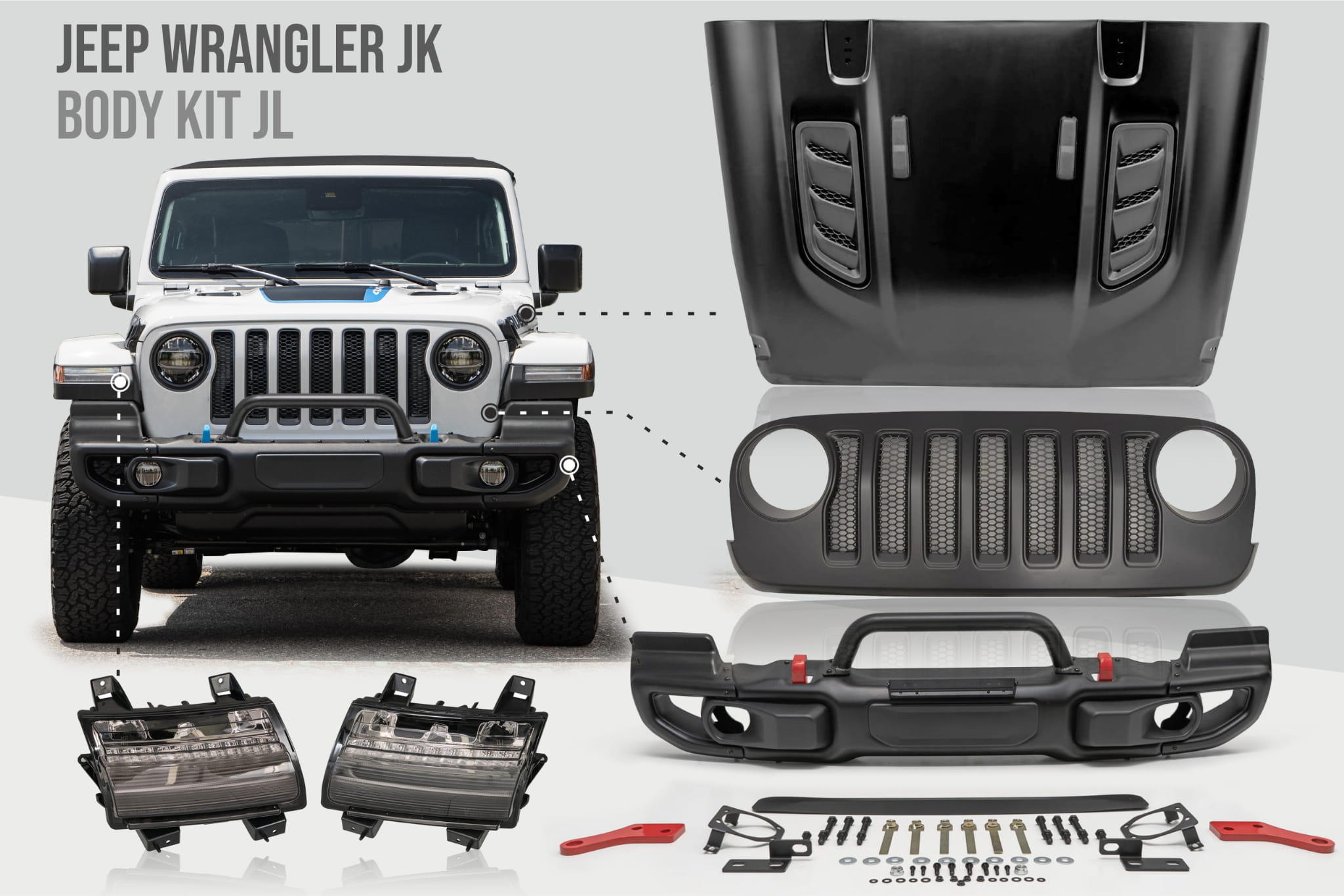 JEEP WRANGLER JK BODY KIT KONWERSJA NA JL PAKIET STYLIZACYJNY - obrazek 4
