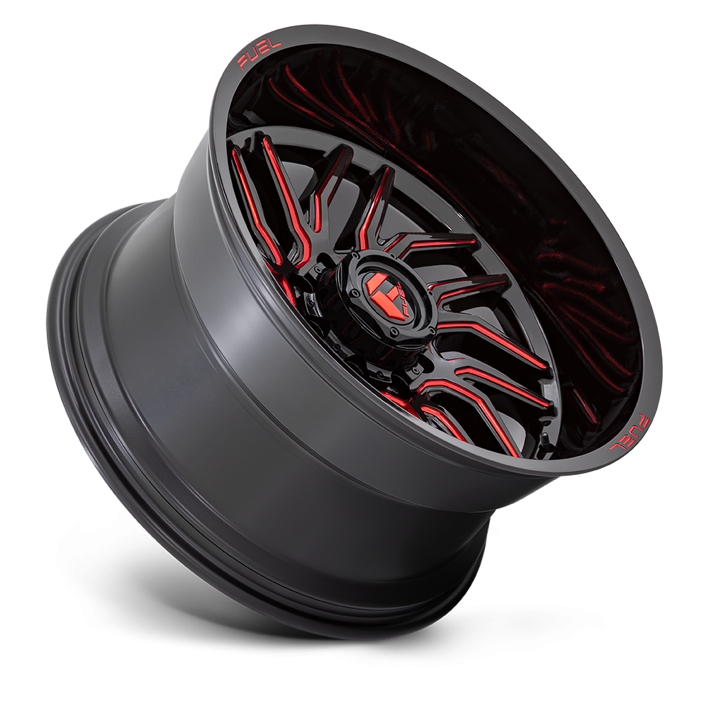 Felga aluminiowa D808 HURRICANE Gloss Black Milled Red Tint FUEL - obrazek 3