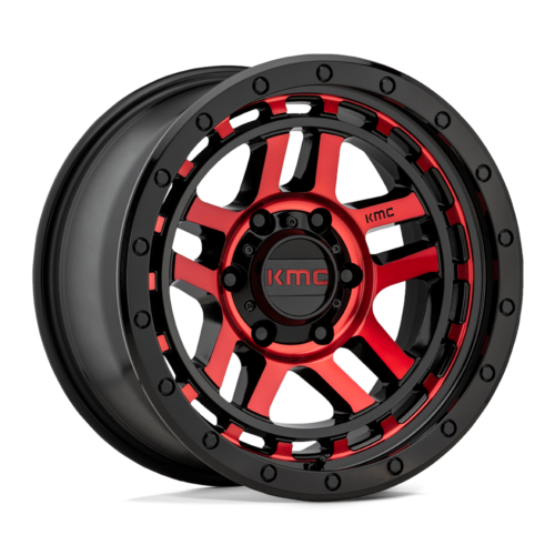Felga aluminiowa RECON Gloss Black Machined W/ Red Tint KMC