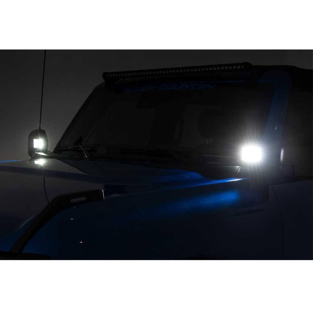 Lampy LED 2" kwadratowe amber DRL Rough Country Black Series - Image 7