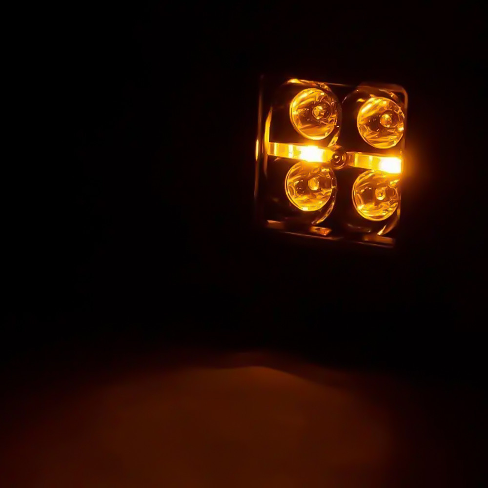 Lampy LED 2" kwadratowe amber DRL spot Rough Country Black Series - obrazek 3