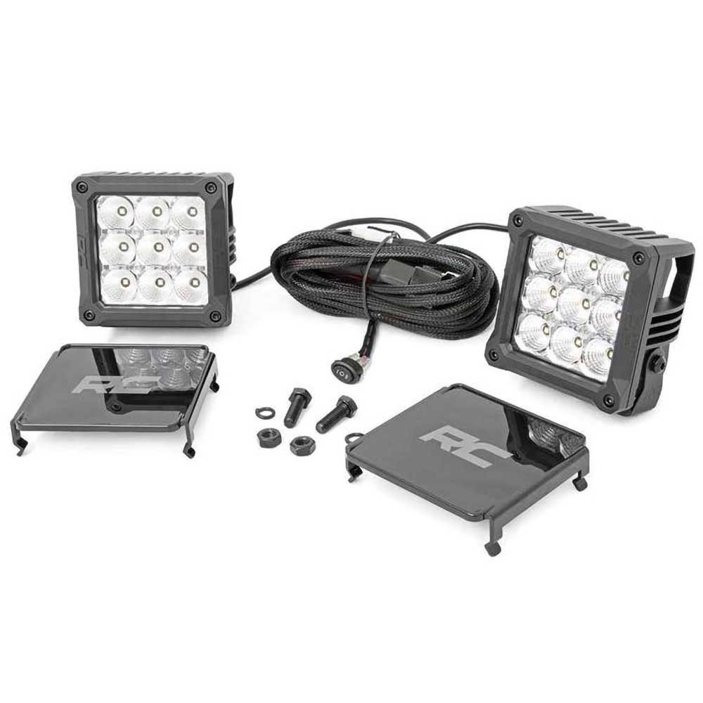 Lampy LED 4" kwadratowe white DRL Rough Country Chrome Series