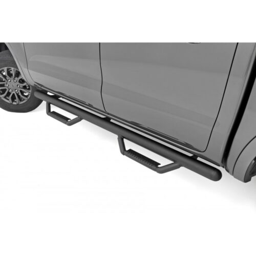Progi, stopnie boczne czarne Rough Country Nerf Steps Crew Cab