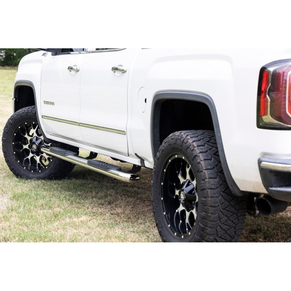 Progi, stopnie boczne srebrne Rough Country Oval Nerf Steps Crew Cab - obrazek 5