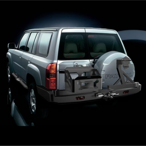 ZDERZAK TYLNY NISSAN PATROL Y61 TYLNY Z MOCOWNIEM KOŁA ZAP.