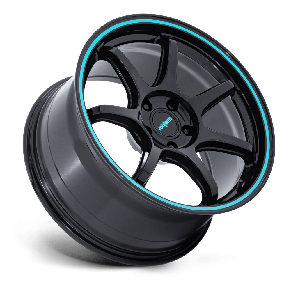 Felga aluminiowa RC208 BPU Gloss Black W/ Teal Stripe ROTIFORM - Image 3