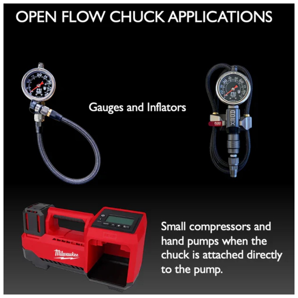 Końcówka High Flow Push-On Chuck 1/4" żeńska Dual Flow Apex - obrazek 2