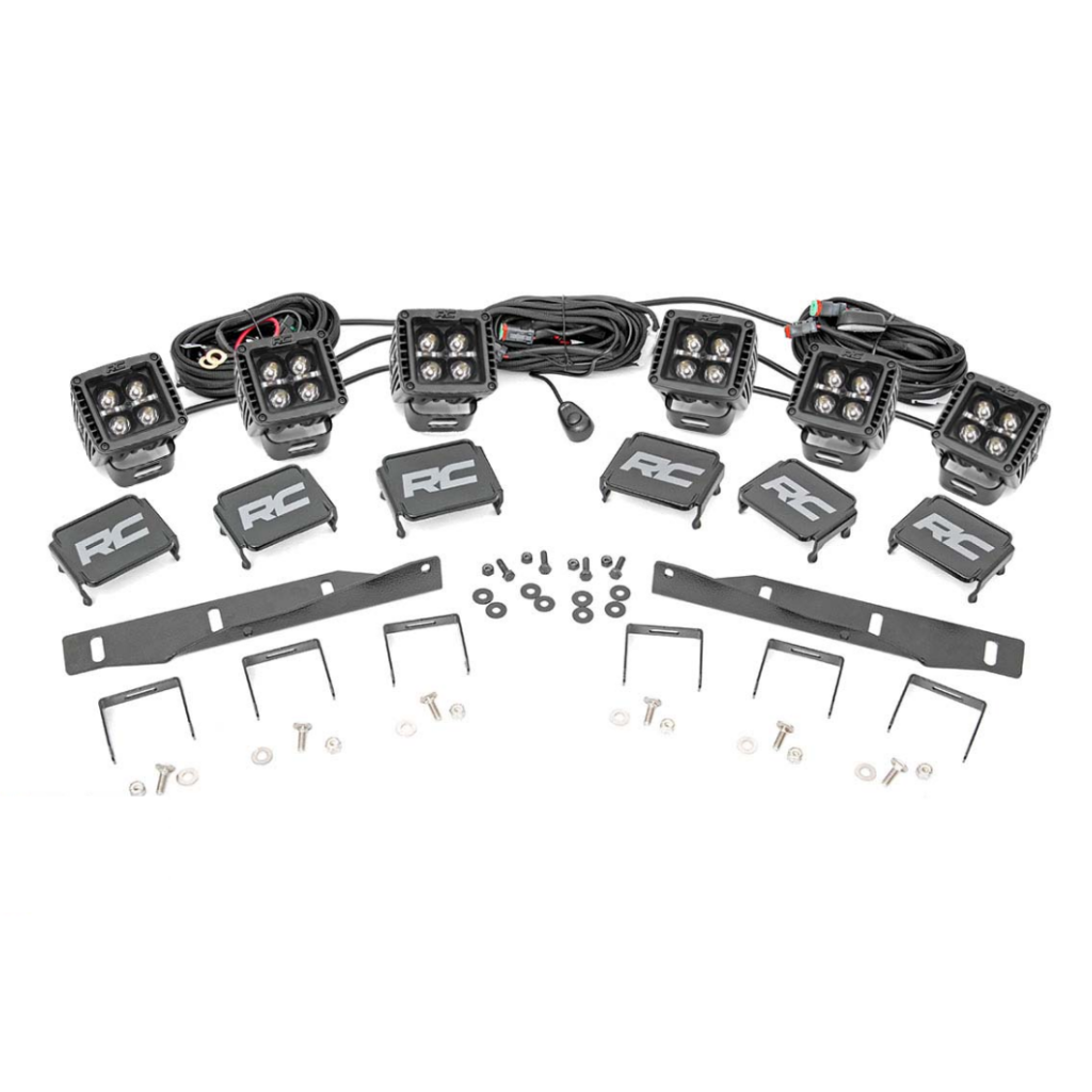 Zestaw lamp 2" LED białe spot + białe DRL Rough Country